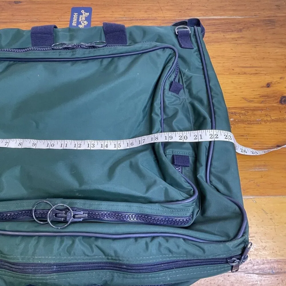 Lands End Lighthouse Vintage Greeen‎ & Blue Nylon Garment Bag Travel USA-Made